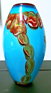 Vintage  Art Glass Vase multicolor Bubbly Sphere heavy piece.
