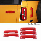 For 2021-2024 Ford Bronco ABS Red Exterior Door Handle&Tailgate Cover Trim Decor (For: 2021 Ford Bronco Badlands 2.7L)