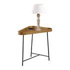 Lunar Triangle End Table in Driftwood Brown Wood and Black Metal Frame