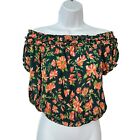 Free People FP One blouse S small Green floral Womens Off the shoulder Smocked