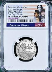 *FDOI* Silver 2022 S NGC American Women Wilma Mankiller QUARTER coin PF70 Proof
