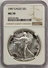1987 $1 Silver Eagle NGC MS70 Brown Label