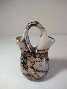 New ListingSouthwestern Horsehair Double Bud Vase 5 1/2
