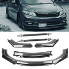 For Honda Civic Sedan Front Bumper Lip Splitter Spoiler Carbon Fiber Strut Rods (For: 2009 Honda Civic)