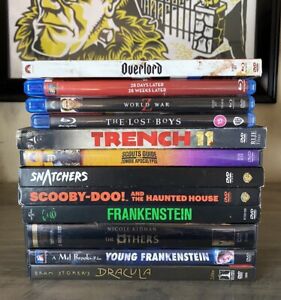 Lot of 12 Horror Movies Used DVD Blu-Ray 28 Days Later Scooby Doo Frankenstein