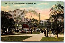 Postcard WI Milwaukee Union Depot Park - Coca Cola