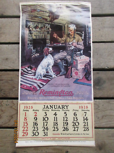 1984 REPRODUCTION 1928 REMINGTON FIREARMS AMMUNITION WALL CALENDAR DOG & HUNTER