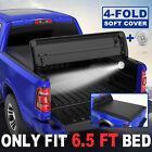 4-Fold 6.4' 6.5' Truck Bed Tonneau Cover For Dodge Ram 1500 2500 3500 & LED Lamp