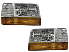 6Pc Chrome Headlights With Amber Park Signals Fits 92-96 Ford F150 F250 Bronco (For: 1996 Ford F-150)