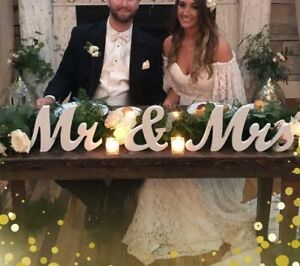 Mr & Mrs Letters Wedding Wooden Sign Party Décor Decoration Table Top Standing