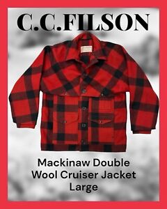 Filson Double Wool Mackinaw Cruiser Jacket Style 83 Vintage Buffalo Plaid 44/L