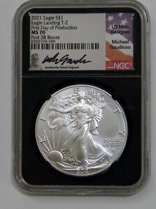 2021 - Silver American Eagle - Type 2 - NGC MS 70 First Day of Prod. - Gaudioso