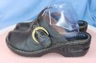 Bolo Shoes Womens 10 M/W Slip On Buckle Mule Clogs  Black  Leather