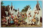 Roadside America Indians Teepees Shartlesville PA Postcard Atomic Energy Stamp