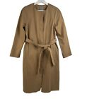 COS women’s Size 34 S Trench Coat Belted Jacket Khaki Long Collarless Pockets