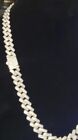 14mm 24in Fully Iced VVS1 D Moissanite Cuban Link 925 Silver Chain With GRA cert