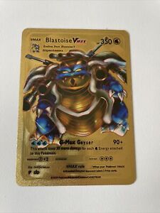 Pokémon TCG Blastoise VMAX - Gold Foil Pokemon Fan Art Card HP 350