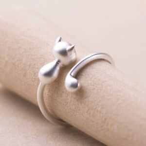 Fashion Lovely Cat Kitten Women Lady Jewelry Opening Adjustable Ring Party Gift