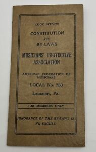 American Federation Of Musicians Lebanon PA Constitution And By-Laws