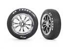 Traxxas Drag Slash Front Mounted Tires & Chrome Wheels 9474R