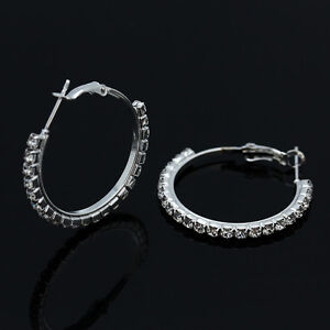 Exquisite Women 925 Silver Ear Stud Dangle Hoop Earrings Wedding Party Jewelry