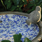 Esschert Design Aged Ceramic Bird Bath, Blue and White