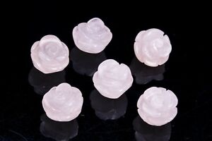 5 Pcs Rose Quartz Rose Carved Bead Grade AAA Natural Gemstone Beads 8/10/12/14MM