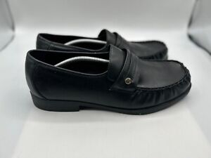 George Loafers Men's 13 M Black Genuine Leather Slip On Comfort Casual Shoes