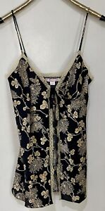 Y2K Victoria Secret Tie Front Fly Away Floral Baby Doll Cami Slip Size M