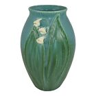 Ephraim Faience 2003 Hand Made Pottery Lily Of The Valley Green Blue CERF Vase