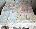lot of 10 vintage doily table runners etc embroidered crochet trim cut work