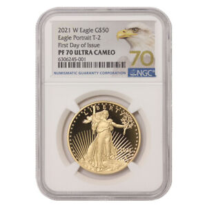2021-W $50 American Gold Eagle Type2 NGC PF70UCAM First Day of Issue Eagle Label