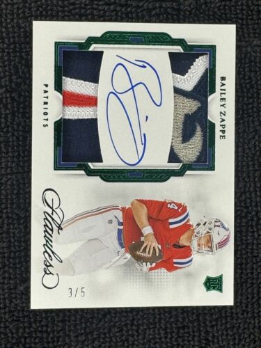 Bailey Zappe 2022 Panini Flawless Green Rookie Auto Patch 3/5
