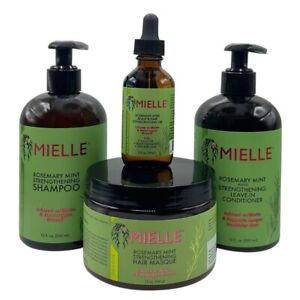 MIELLE Rosemary Mint Strengthening Curly Hair Care Products 4Pcs Bundle Set !