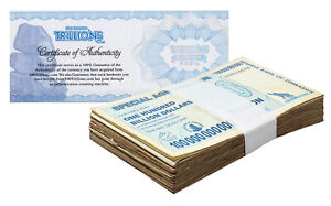 100 Zimbabwe 100 Billion Special Agro Cheque banknote 2008, P-64 USED COA bundle