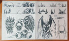 Paul Booth 1992 Dark Demons Black And White Tattoo Flash 6 Sheet Set 11x14