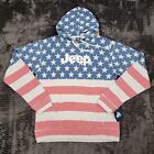 Jeep Hoodie Sweatshirt Large American Flag All Over Print Fleece Pullover Mens