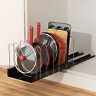 Pull Out Pots and Pans Organizer for Cabinet - Sliding Lid Holder and Pan Rack