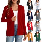 Women's Solid Long Sleeve Buttonless Casual Knitted Sweater Cardigan Short Coat