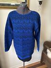 Helen HSU NY Vintage Women's Size M Knit Blue Black Tunic Sweater
