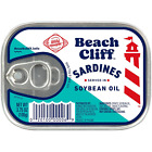 Beach Cliff Wild Caught Sardines in Soybean Oil, 3.75 oz Can Pack of 12 - 14g -