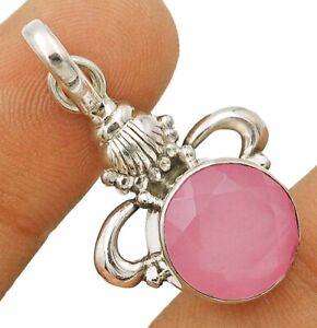 Natural Rose Quartz 925 Solid Sterling Silver Pendant Jewelry 1 1/3