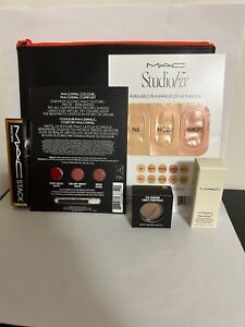 Mac Cosmetics 6 pcs Makeup Deluxe Size Samples Gift Set Black Bag