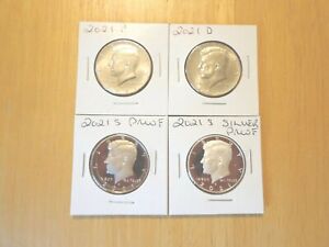 2021 P D S S Silver & Clad Proof Kennedy Half Dollar 4 Coin Set PDSS