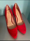 EUC Jessica Simpson Womens Red Faux Suede Pump High Heel Shoes 4” Sz 10 Medium