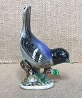 Vintage Grosbeak Blue Black Bird Figurine Glossy Porcelain