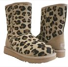 UGG Women's Classic Short II Leopard Print Suede Wool Lined Boots 1138493 Size 9
