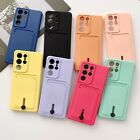 For Samsung S23 Ultra S22+ S21 S20 FE A52 5G Soft Rubber Card Holder Case Cover