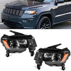Fit for 2016-2021 Jeep Grand Cherokee Black Halogen Headlight Lamps Left+Right