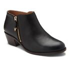 Vionic Ankle Boots, 8, Black Leather Block Heel Jolene